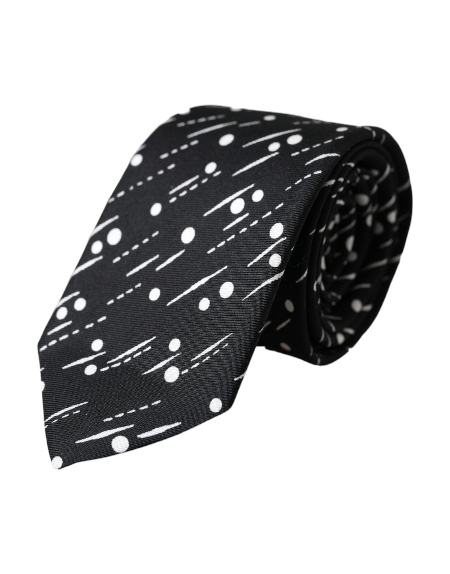 - Black Dotted 100% Silk Adjustable Tie