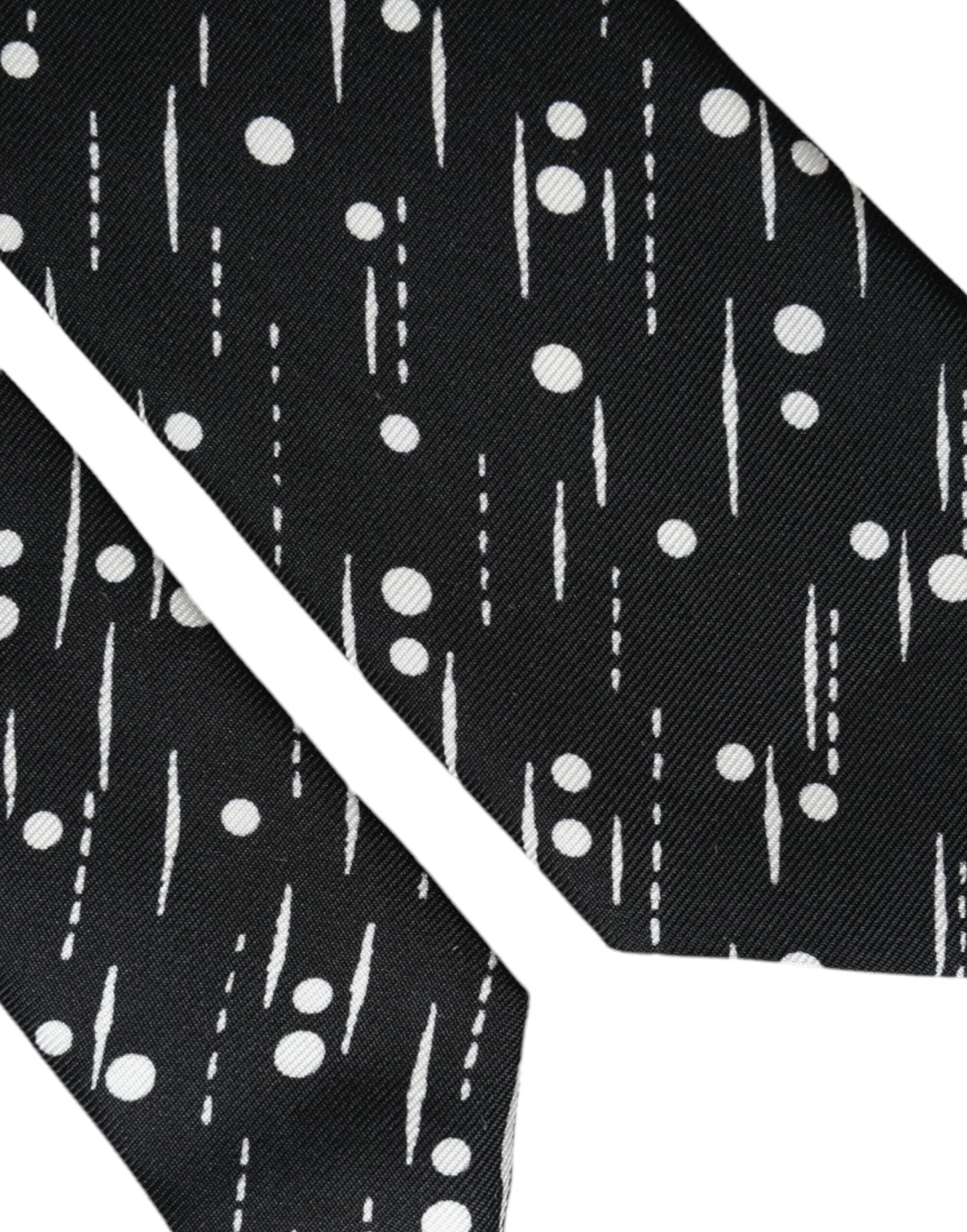 - Black Dotted 100% Silk Adjustable Tie