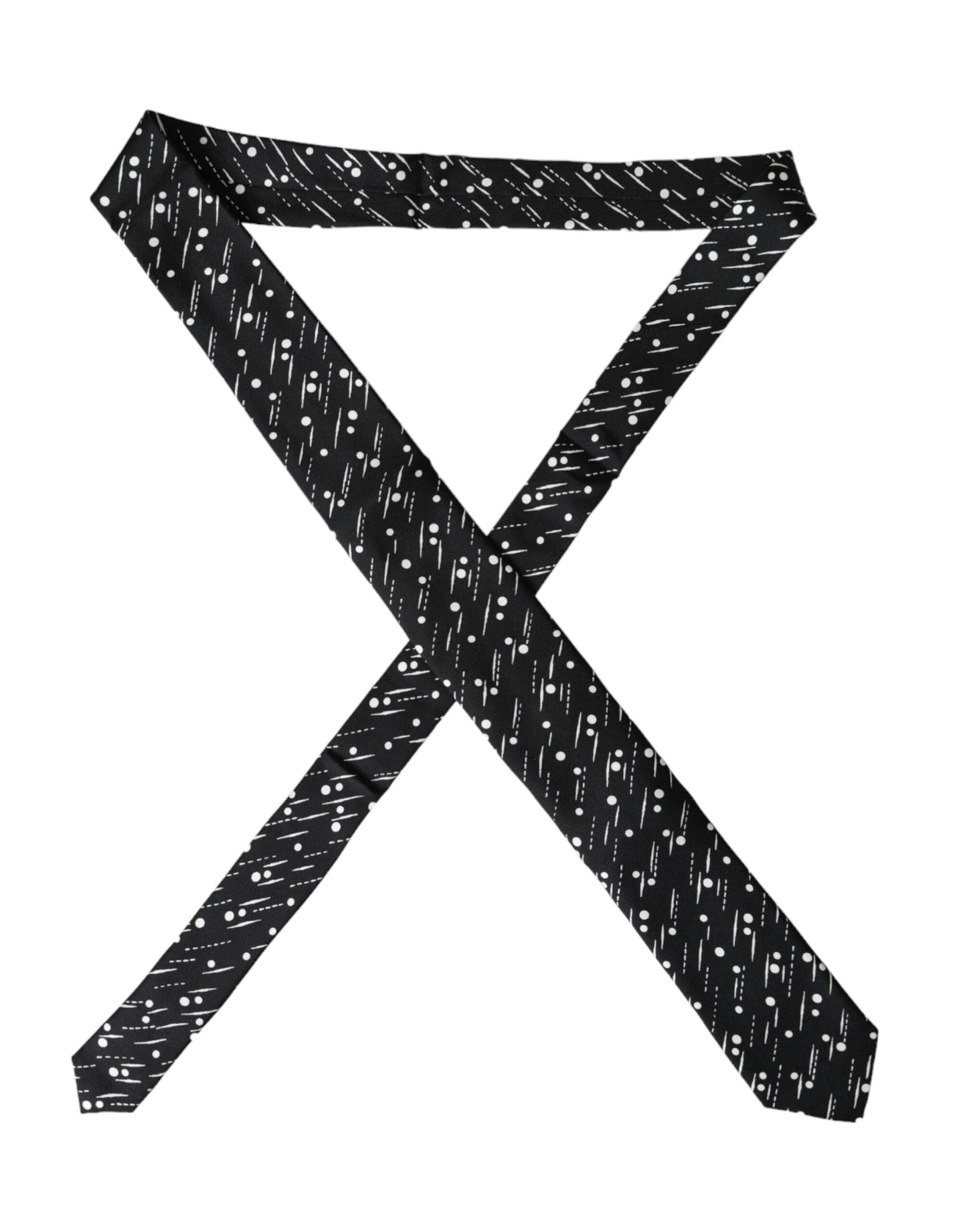 - Black Dotted 100% Silk Adjustable Tie