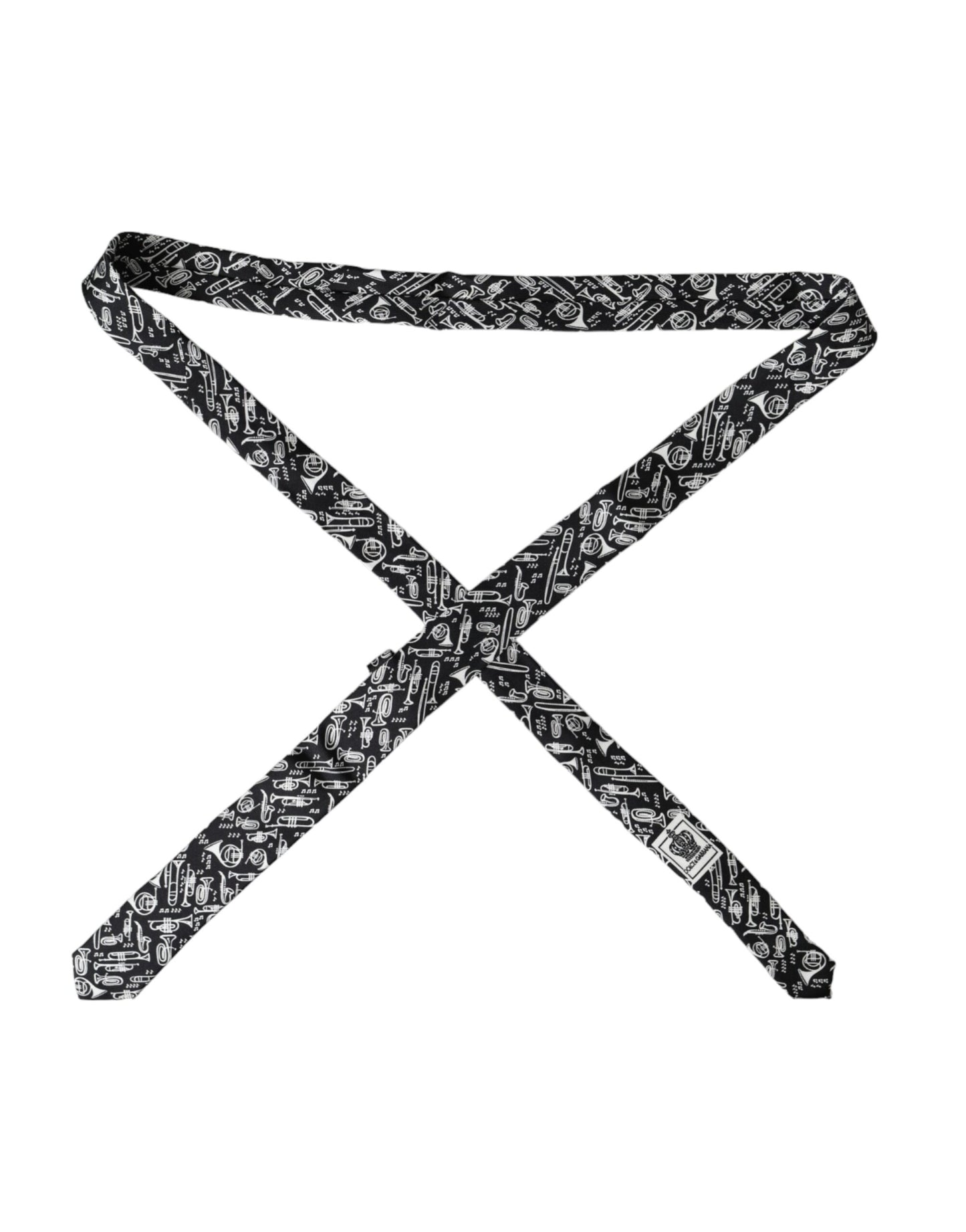 - Black Trumpet Print Silk Adjustable Tie
