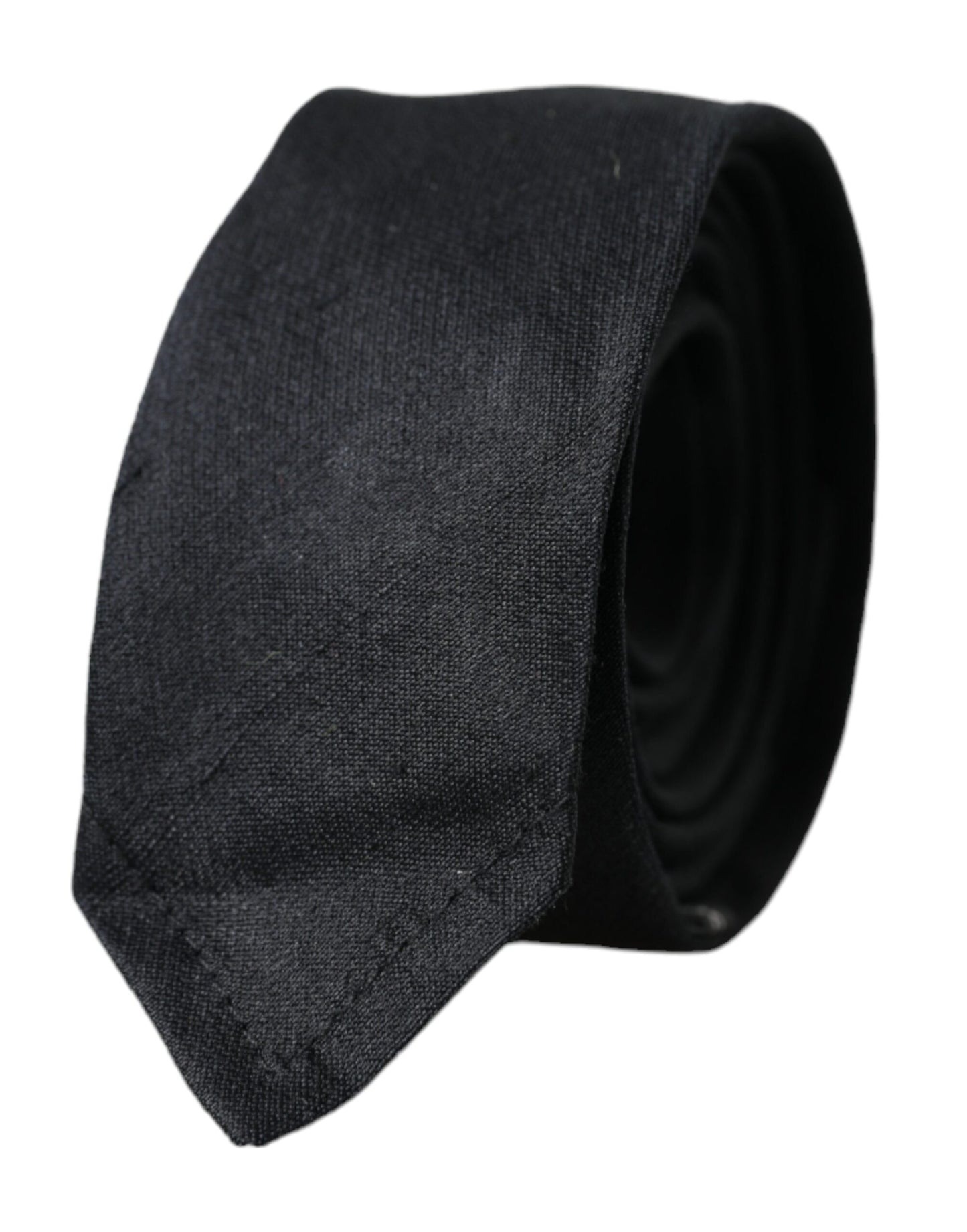 - Black Solid 100% Silk Adjustable Tie