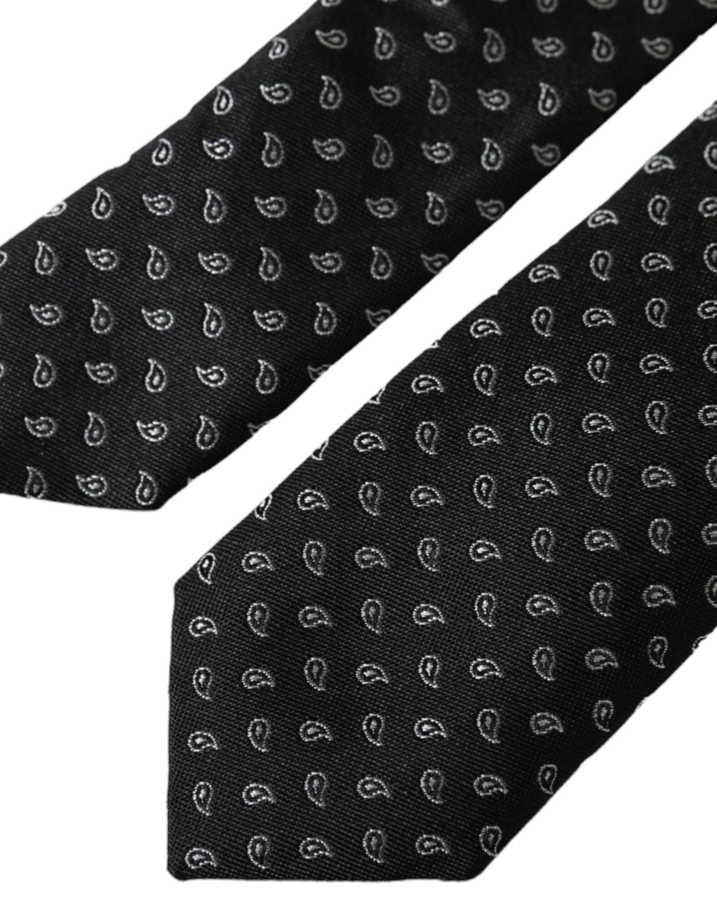 - Black Jacquard Patterned Silk Adjustable Men Tie