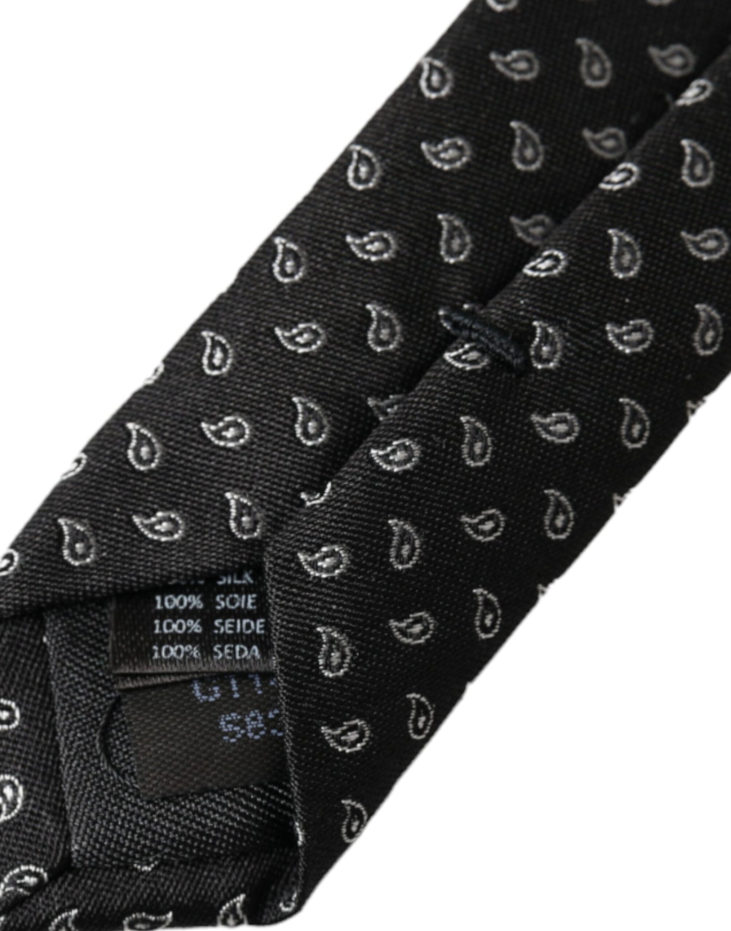 - Black Jacquard Patterned Silk Adjustable Men Tie