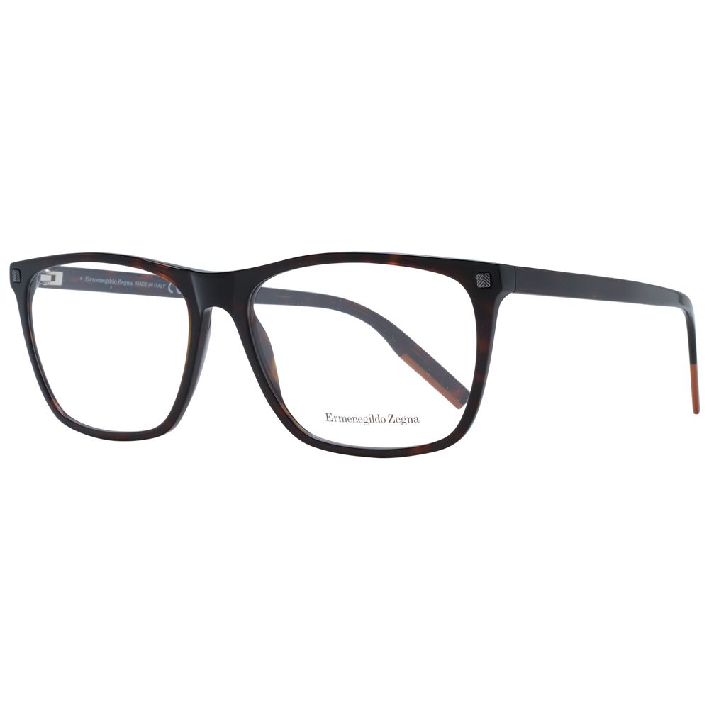 Ermenegildo Zegna Men’s Optical Glasses – Brown Rectangle Frame, 58mm
