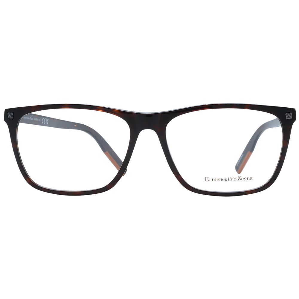 Ermenegildo Zegna Men’s Optical Glasses – Brown Rectangle Frame, 58mm