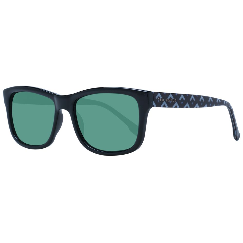 Ted Baker Men’s Sunglasses – Black Rectangle Frame with Green Lenses, 54mm