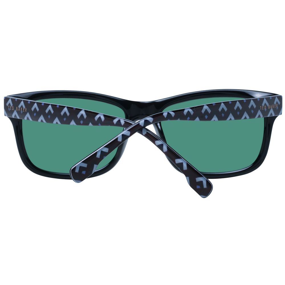 Ted Baker Men’s Sunglasses – Black Rectangle Frame with Green Lenses, 54mm