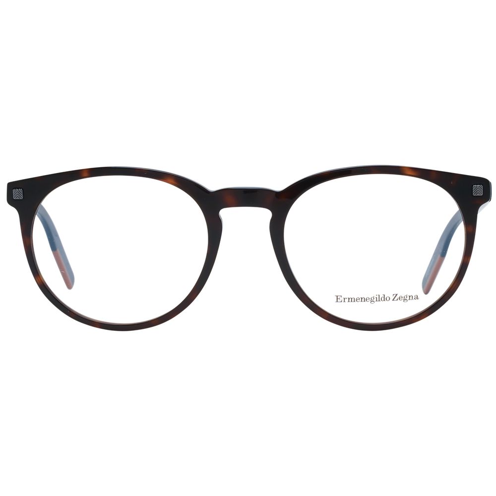 Ermenegildo Zegna Men’s Optical Frames – Brown Round Full-Rim, 52mm