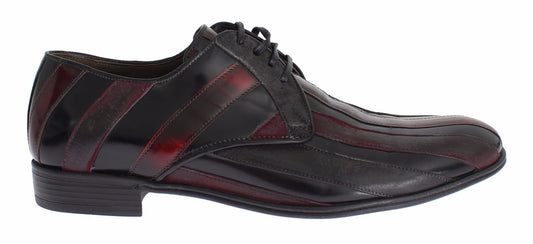 - Elegant Black Bordeaux Striped Leather Dress Shoes