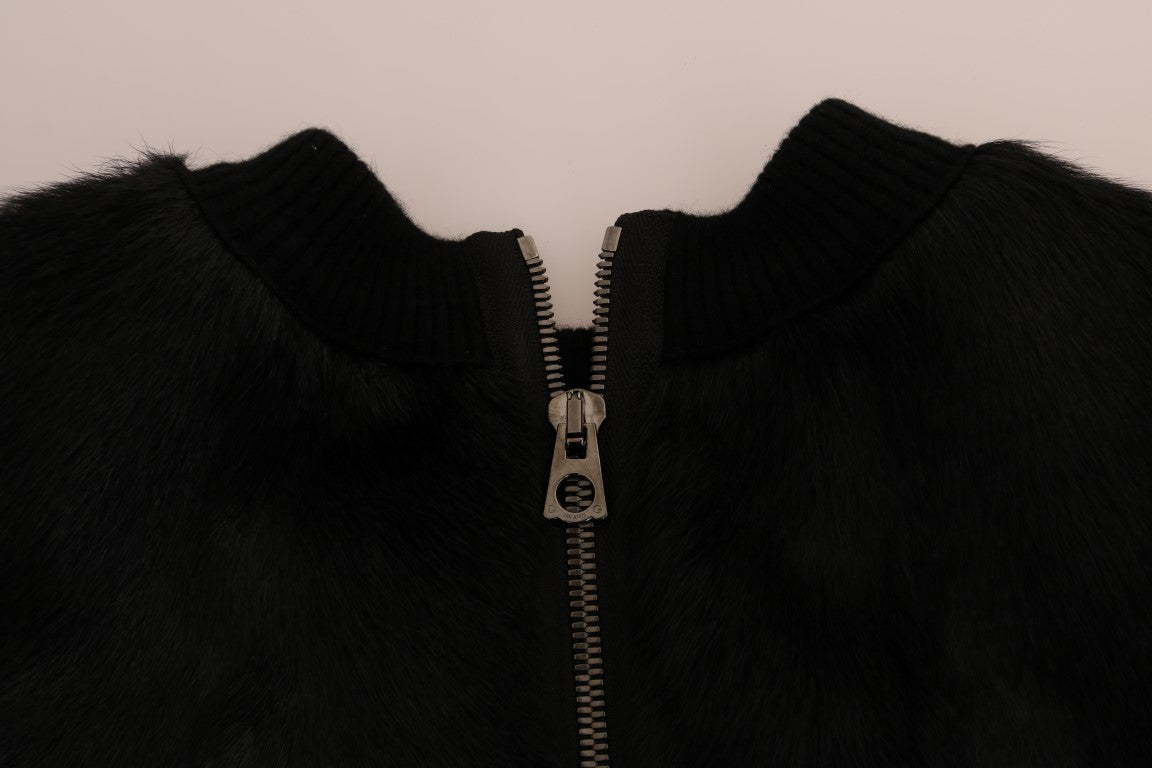 - Floral Brocade Black Fur Sweater