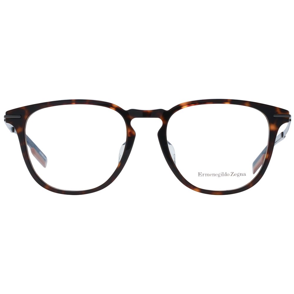 Ermenegildo Zegna Men’s Optical Frames – Brown Round Style, 52mm