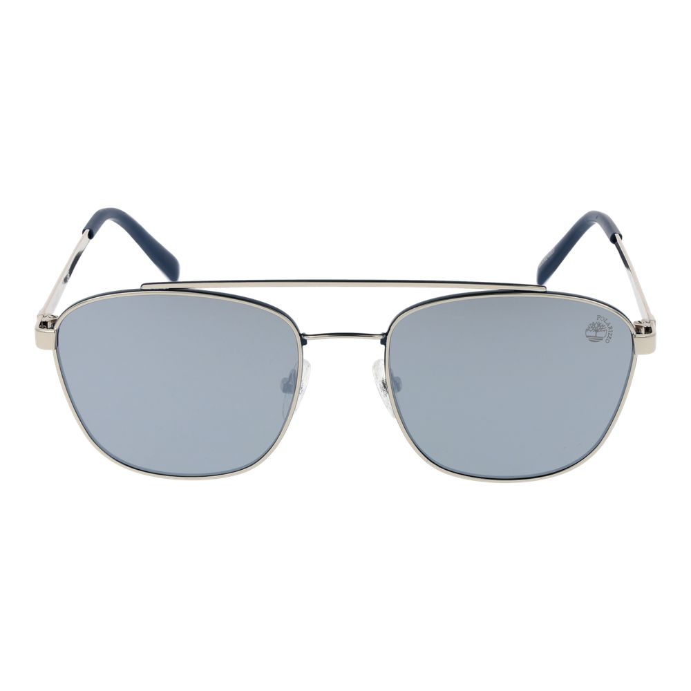 Timberland Silver Men's Sunglasses – Polarized Aviator Frame with Grey Lenses, 55mm