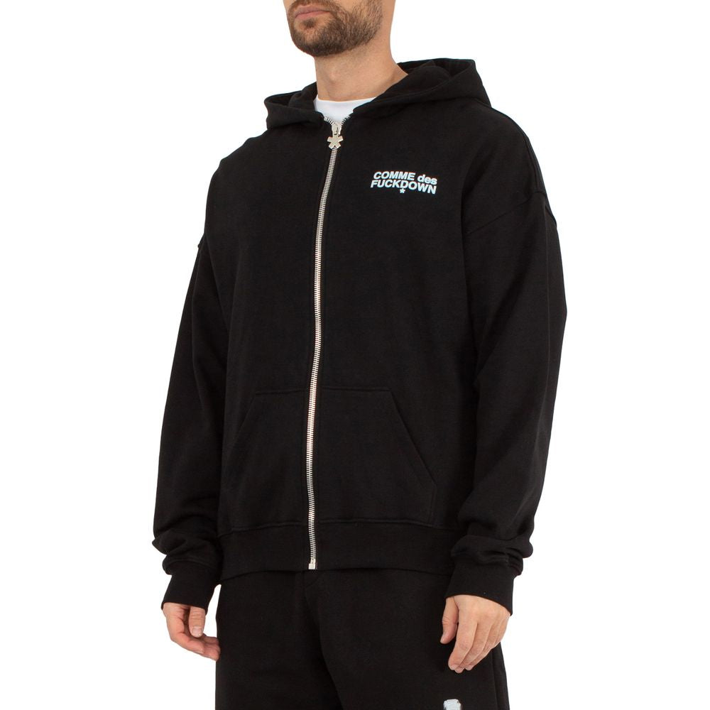 Comme Des Fuckdown Black Cotton Zip-Up Hoodie