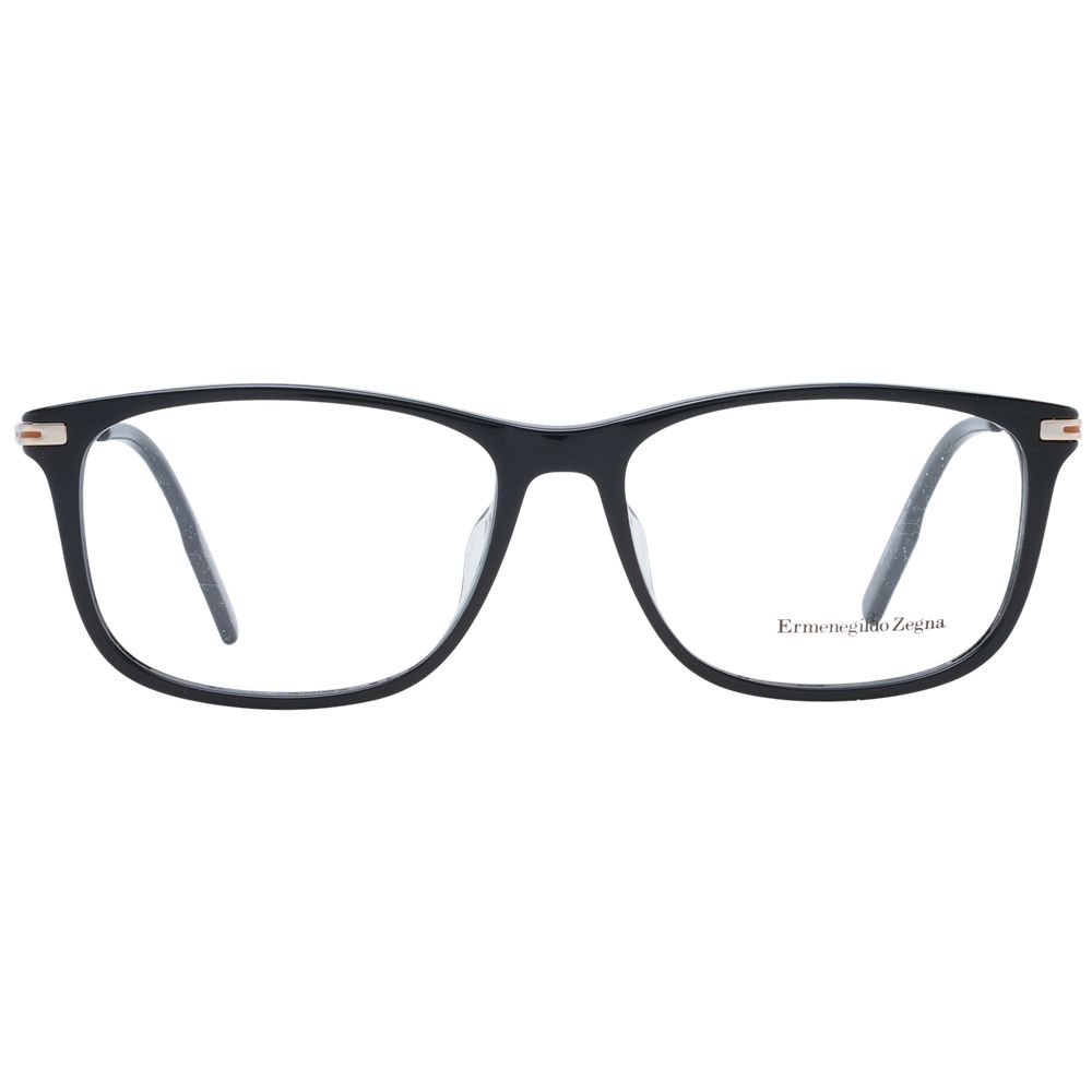 Ermenegildo Zegna Men’s Optical Glasses – Black Rectangle Frame, 56mm
