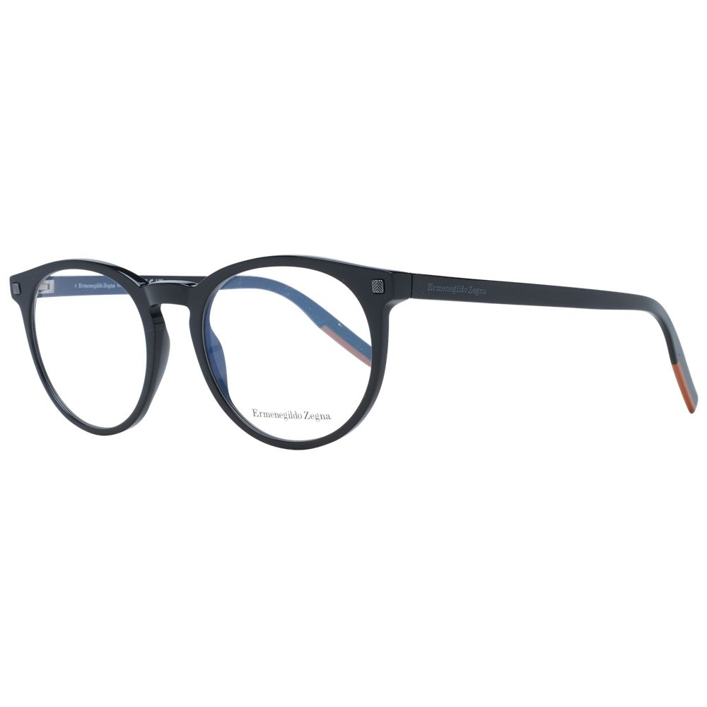Ermenegildo Zegna Men’s Optical Frames – Black Round Design, 52mm