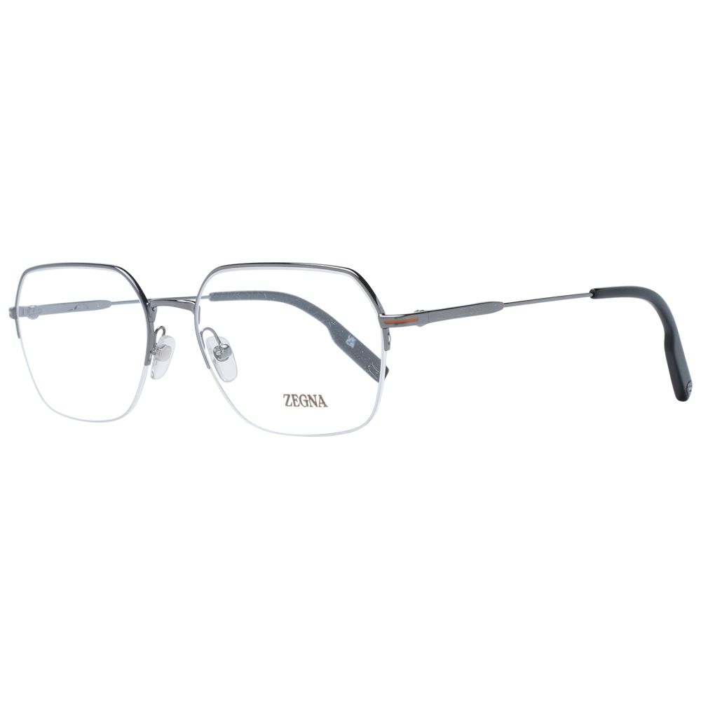 Ermenegildo Zegna Men’s Optical Frames – Gunmetal Half-Rim, 55mm