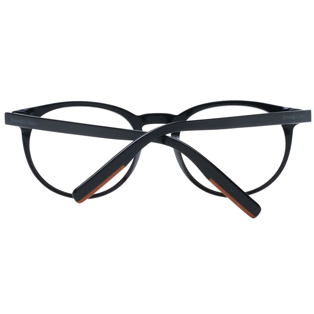 Ermenegildo Zegna Men’s Optical Frames – Black Round Design, 52mm