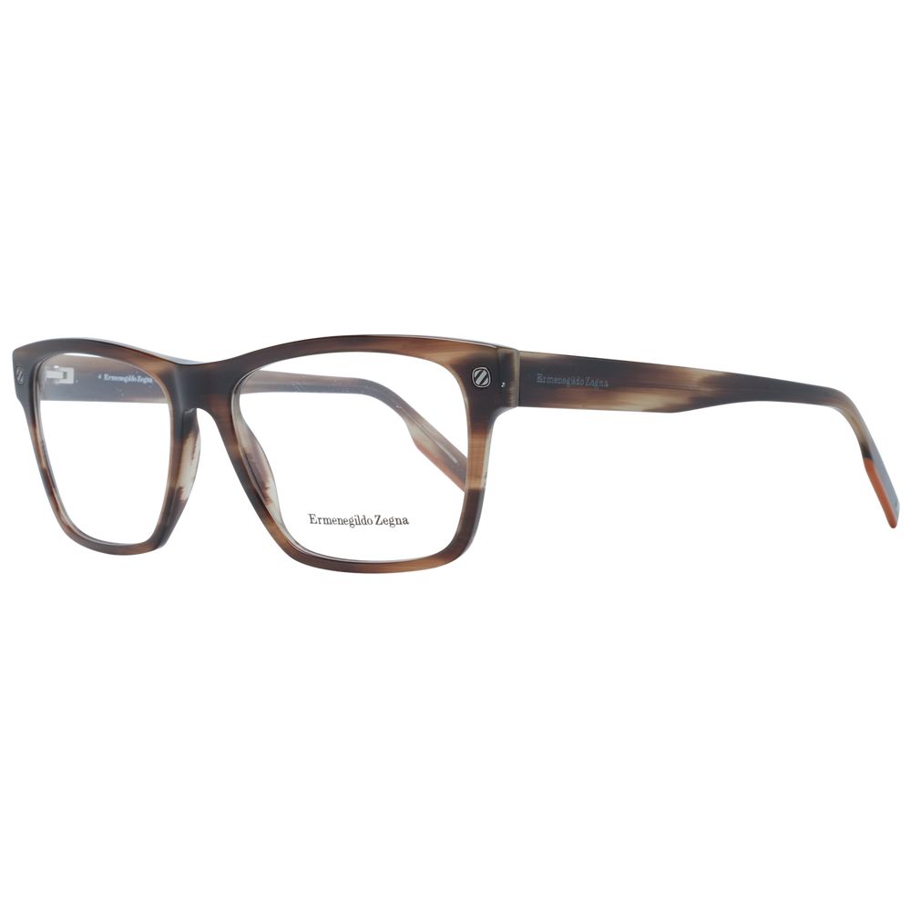 Ermenegildo Zegna Brown Men’s Optical Frames – Rectangle Full-Rim