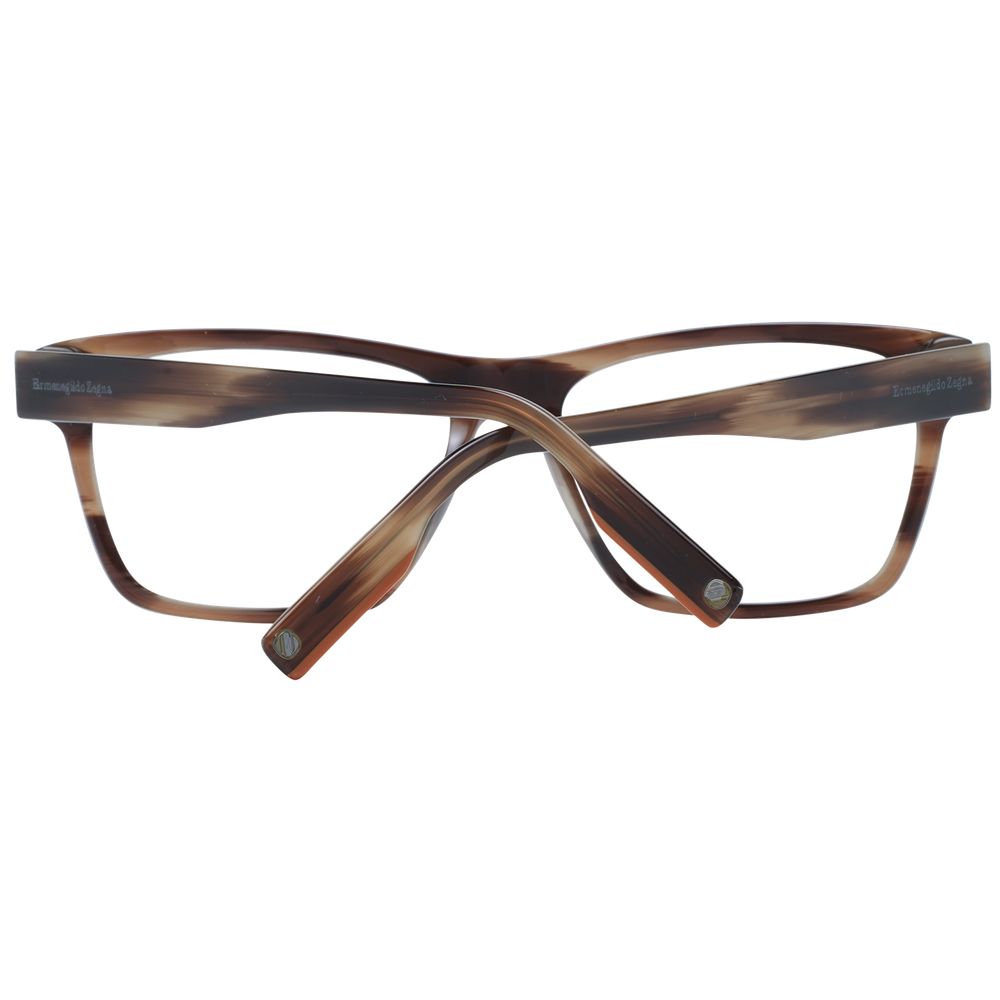 Ermenegildo Zegna Brown Men’s Optical Frames – Rectangle Full-Rim