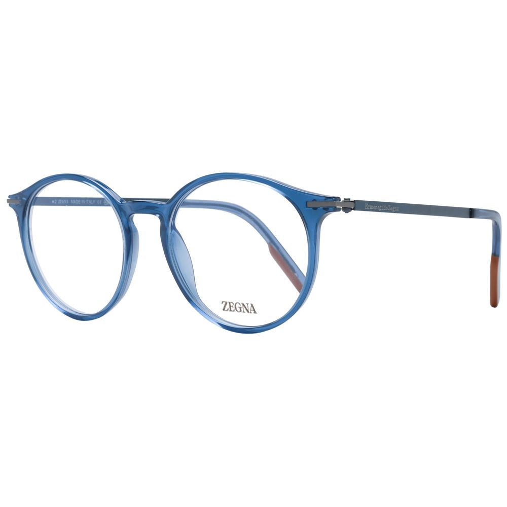 Ermenegildo Zegna Blue Men's Optical Frames – Round Full-Rim, 51mm