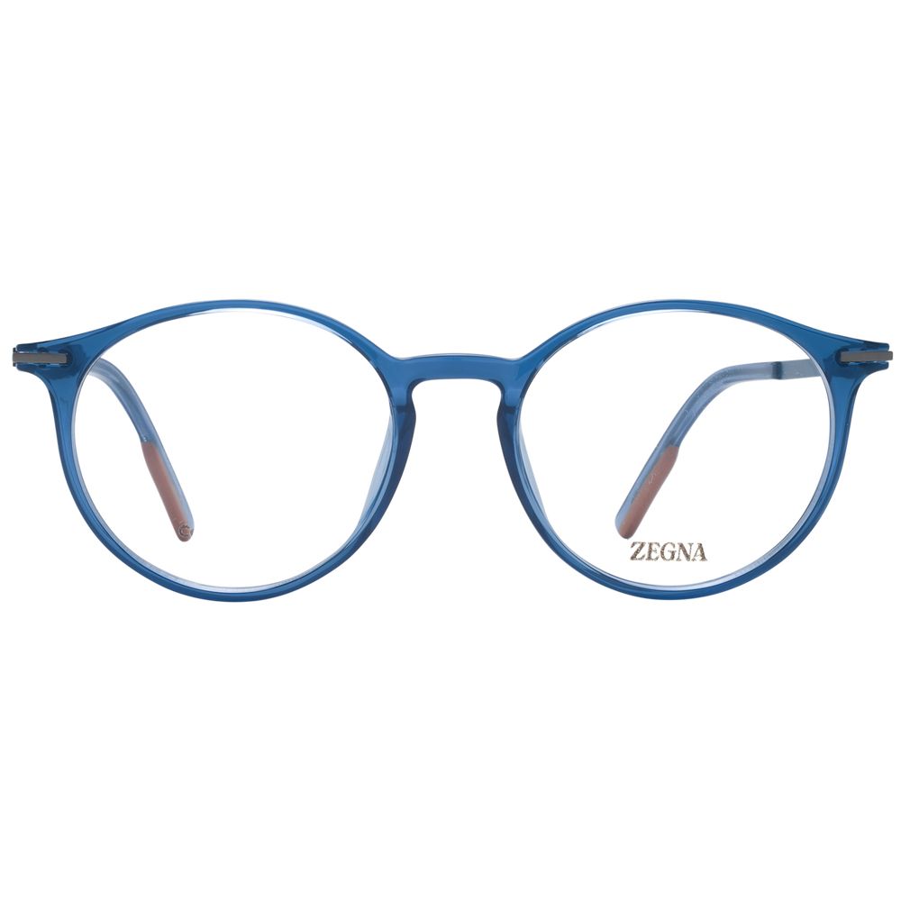 Ermenegildo Zegna Blue Men's Optical Frames – Round Full-Rim, 51mm
