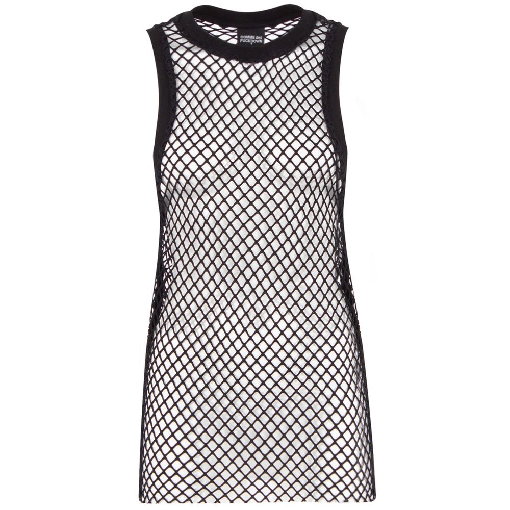 Comme des Fuckdown Mesh Tank Top with Logo Side Stripes