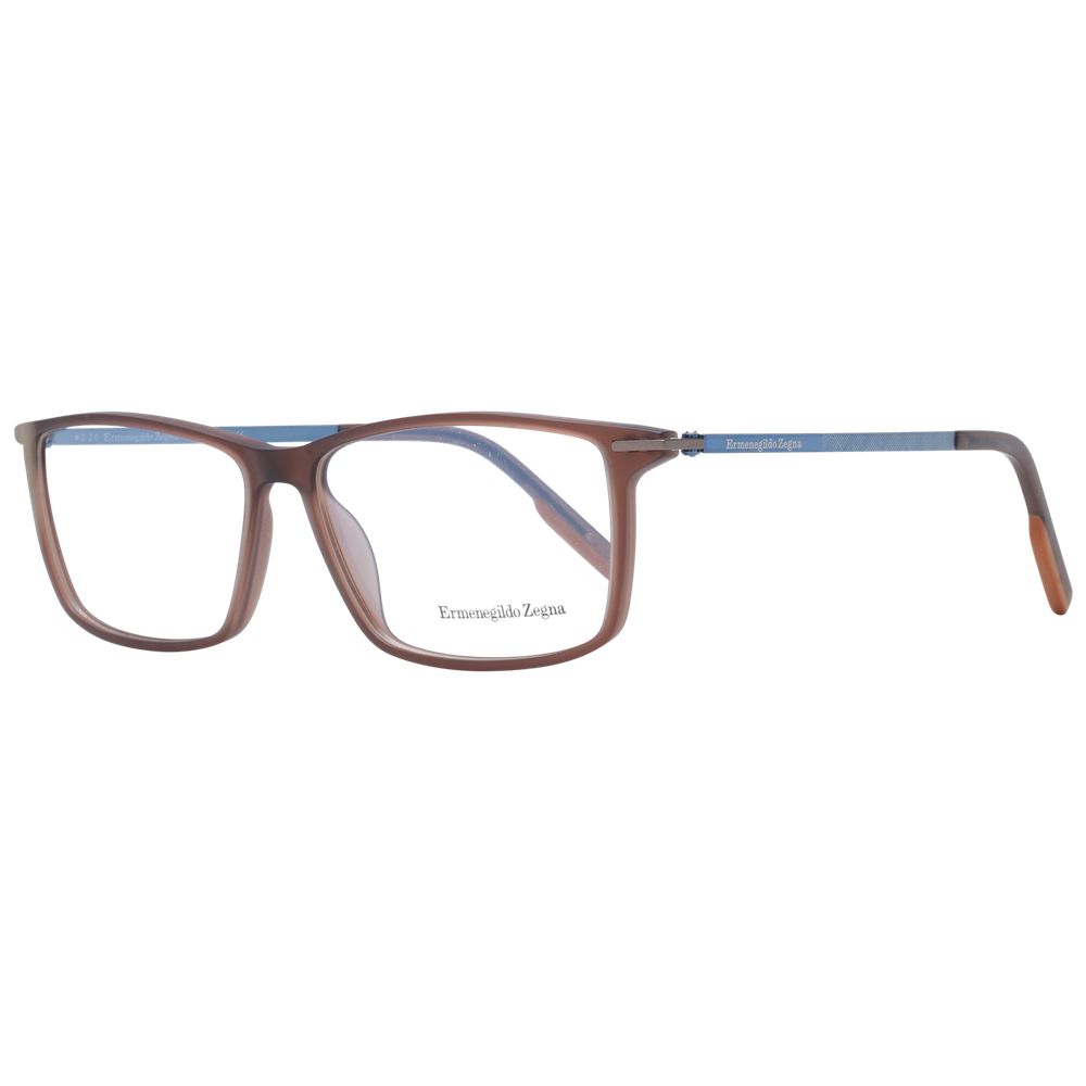 Ermenegildo Zegna Brown Men’s Optical Frames – Rectangle Full-Rim