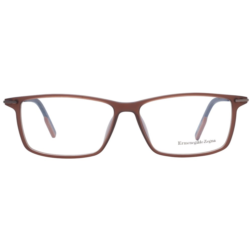 Ermenegildo Zegna Brown Men’s Optical Frames – Rectangle Full-Rim