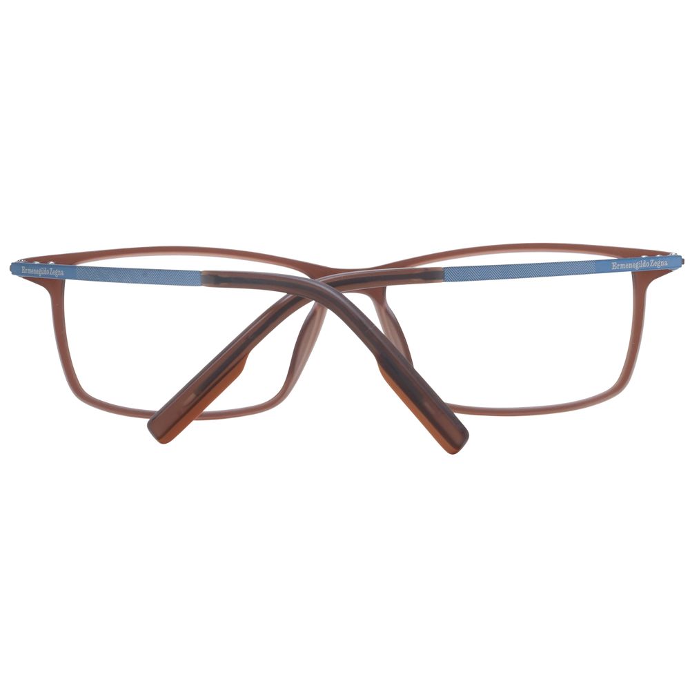 Ermenegildo Zegna Brown Men’s Optical Frames – Rectangle Full-Rim
