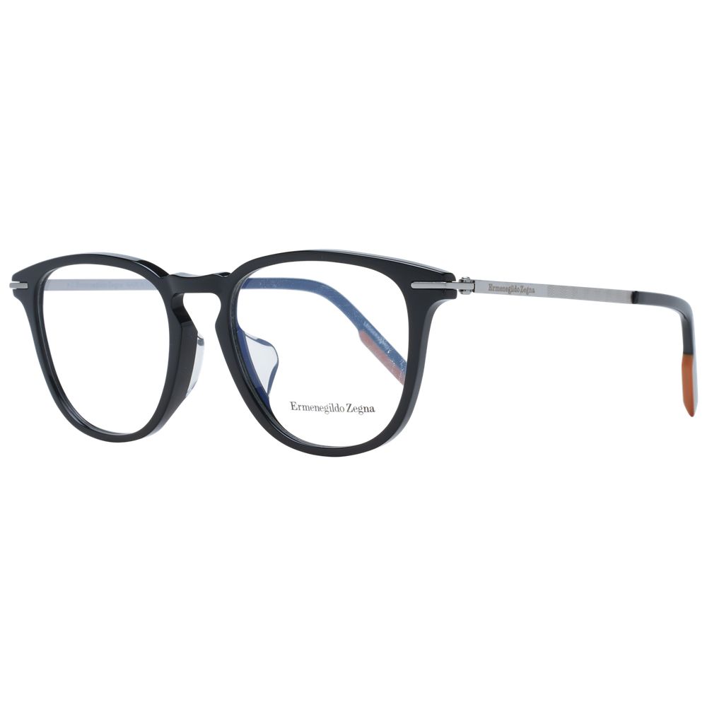 Ermenegildo Zegna Men’s Optical Frames – Black Round Full-Rim