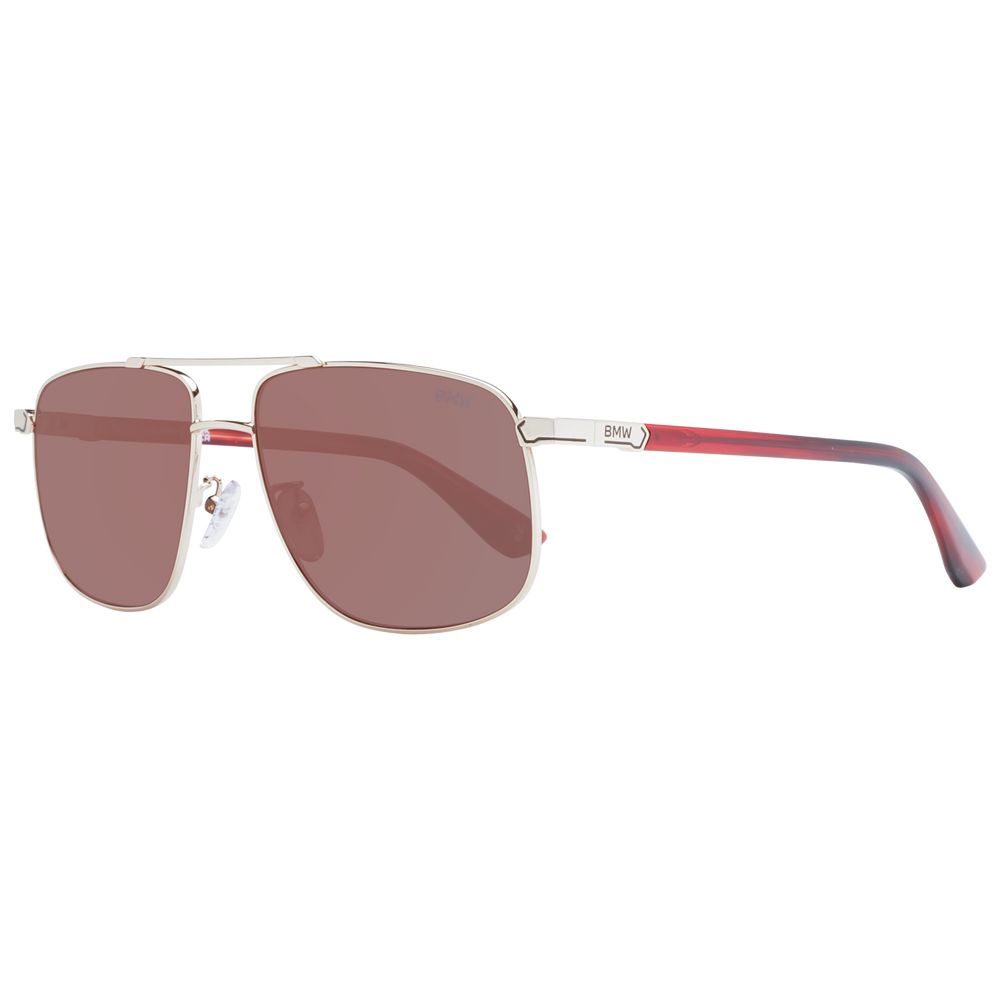 BMW Men’s Sunglasses – Rose Gold Aviator Frame with Brown Mirrored Lenses, 57mm