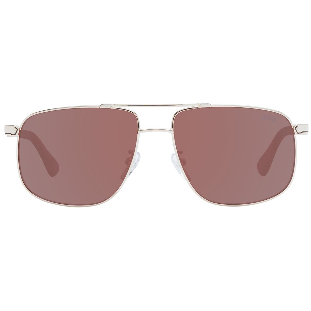 BMW Men’s Sunglasses – Rose Gold Aviator Frame with Brown Mirrored Lenses, 57mm