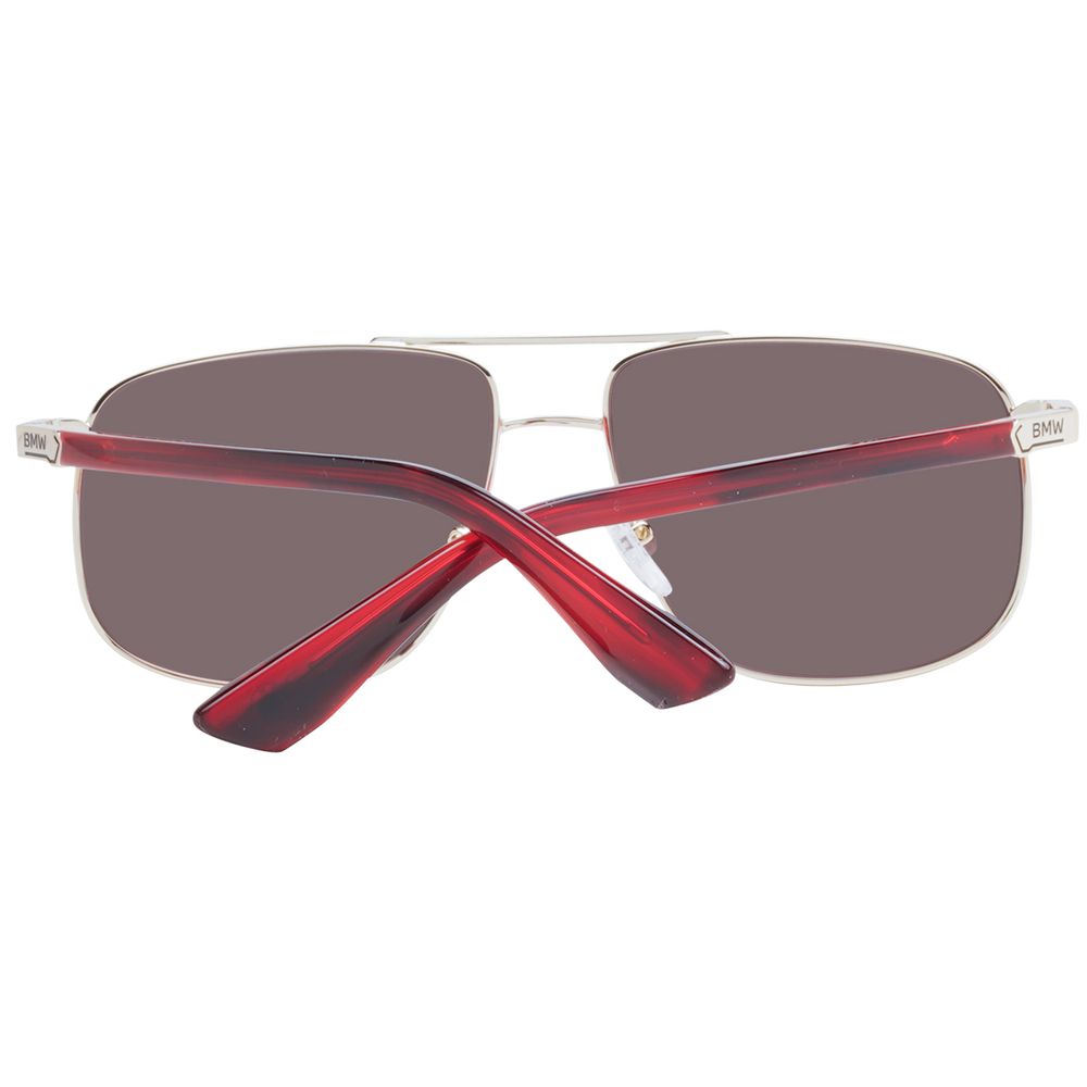BMW Men’s Sunglasses – Rose Gold Aviator Frame with Brown Mirrored Lenses, 57mm