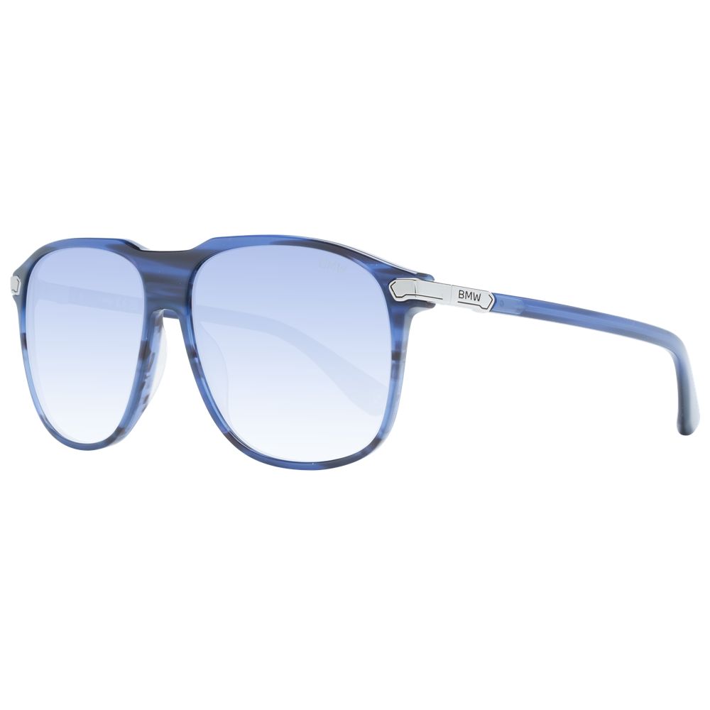BMW Blue Men’s Aviator Sunglasses – Stylish Blue Frame with Mirrored Gradient Lenses, 58mm