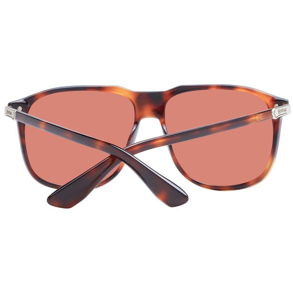 BMW Men's Sunglasses – Brown Full-Rim Aviator with Orange Mirrored Lenses, 58mm
