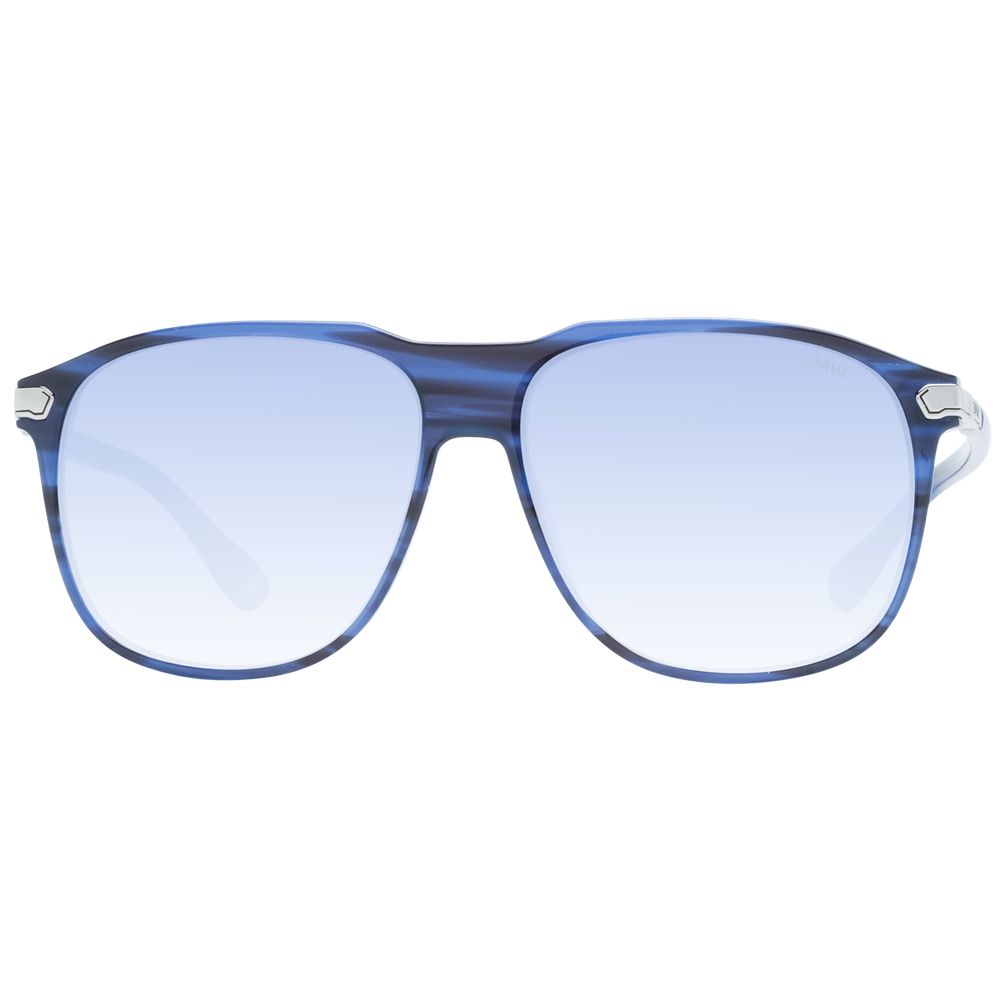 BMW Blue Men’s Aviator Sunglasses – Stylish Blue Frame with Mirrored Gradient Lenses, 58mm