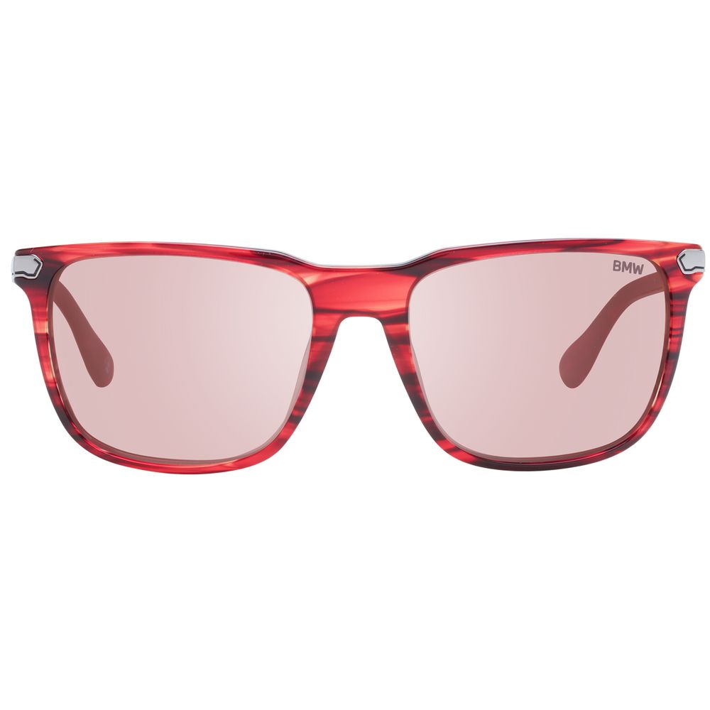 BMW Men’s Sunglasses – Red Square Frame with Mirrored Lenses, 56mm