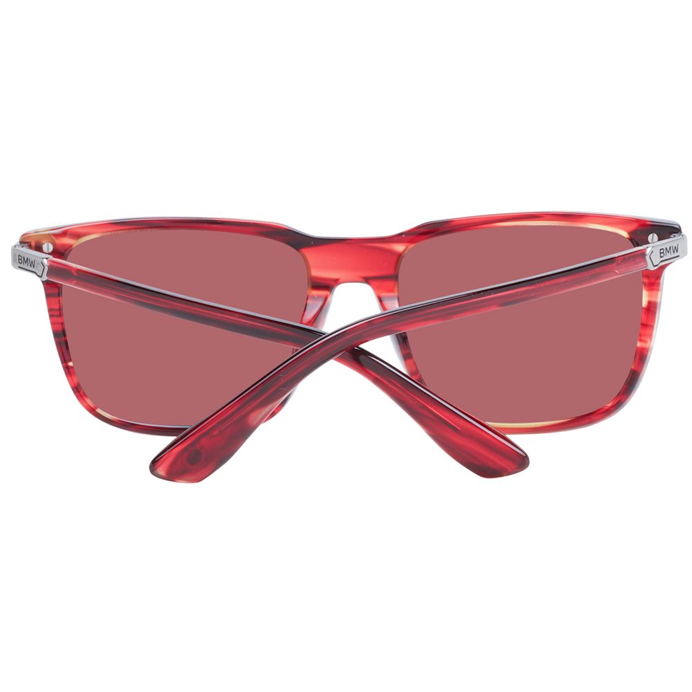 BMW Men’s Sunglasses – Red Square Frame with Mirrored Lenses, 56mm