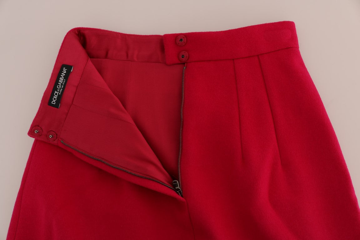 - Elegant Pink Wool A-Line Knee-Length Skirt