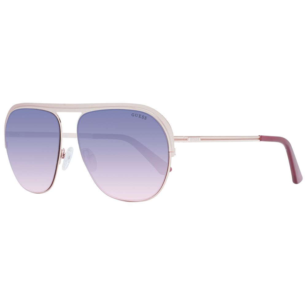 Guess Unisex Sunglasses – Rose Gold Aviator Frame with Purple Gradient Lenses, 59mm
