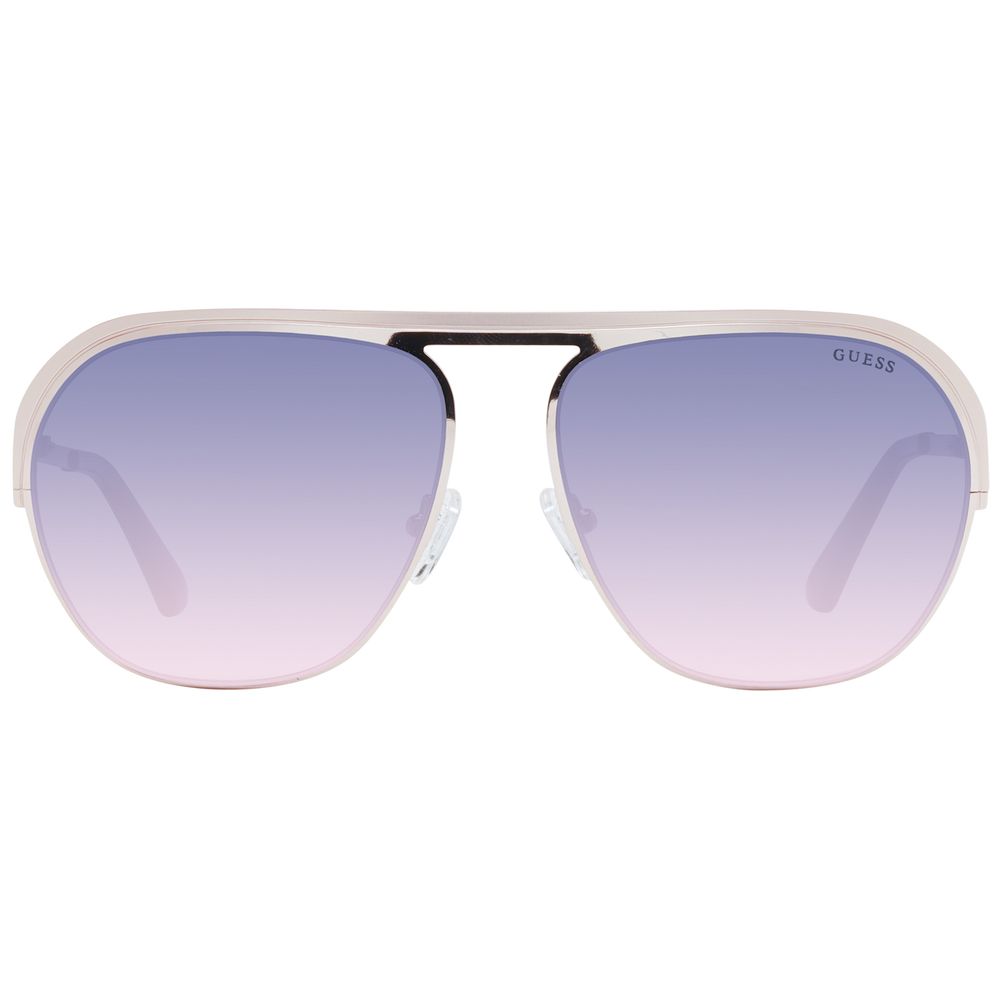 Guess Unisex Sunglasses – Rose Gold Aviator Frame with Purple Gradient Lenses, 59mm