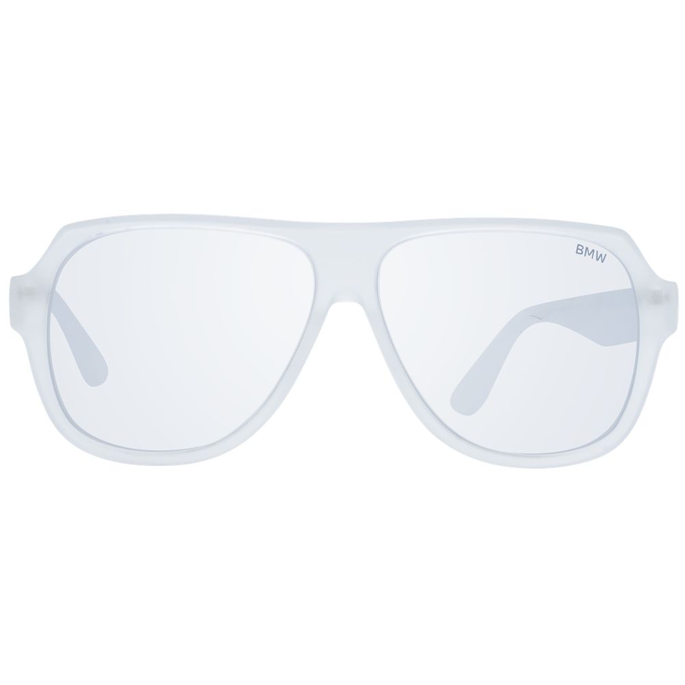BMW Men's Sunglasses – White Full-Rim Frame with Grey Mirrored Lenses, 59mm
