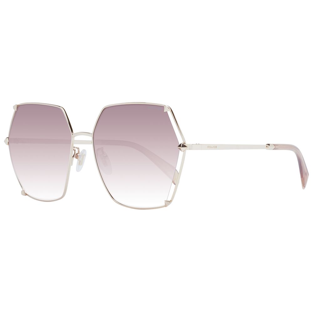 Police Women's Sunglasses – Rose Gold Square Frame with Brown Gradient Lenses, 56mm