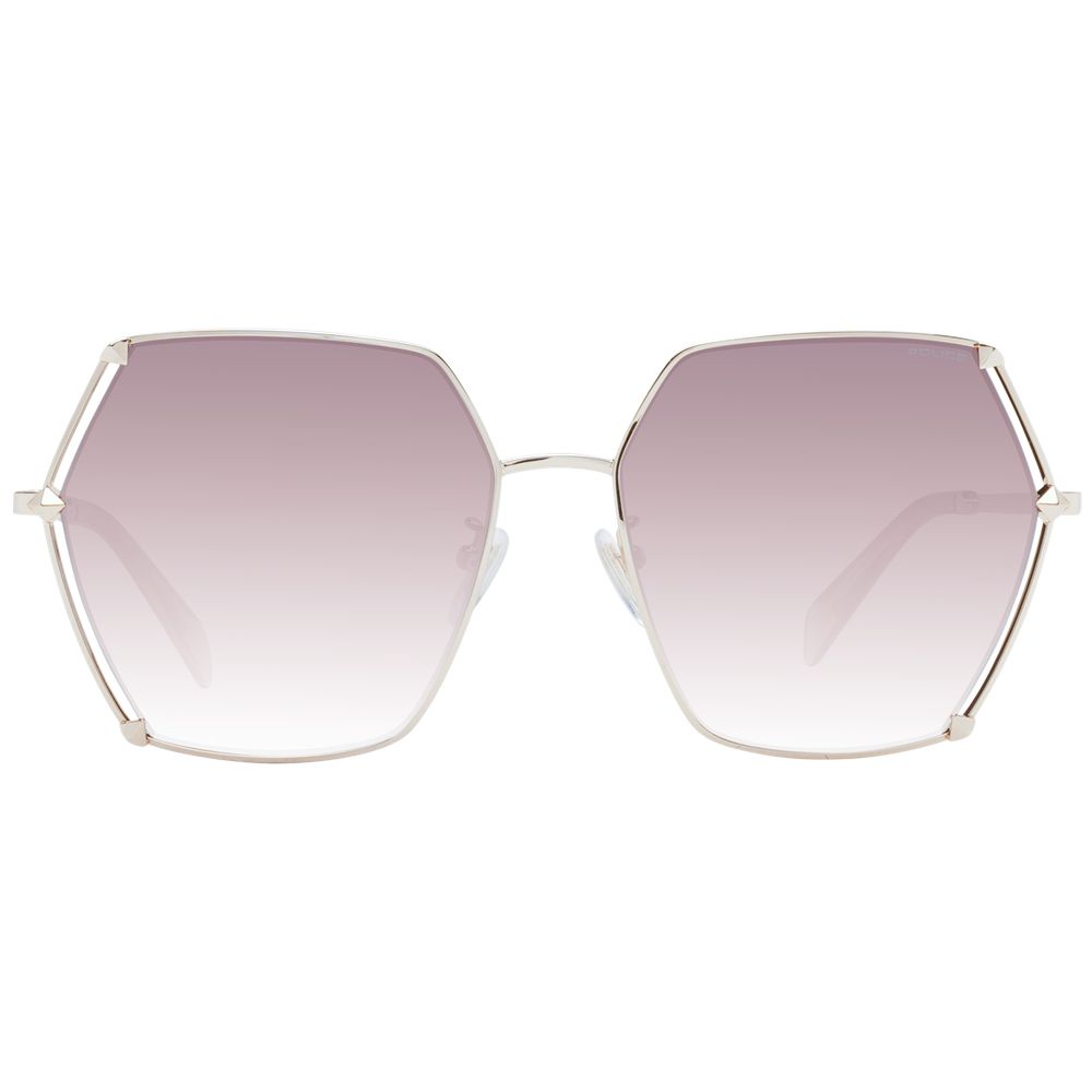 Police Women's Sunglasses – Rose Gold Square Frame with Brown Gradient Lenses, 56mm