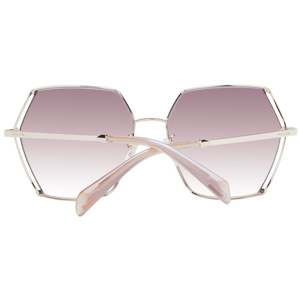 Police Women's Sunglasses – Rose Gold Square Frame with Brown Gradient Lenses, 56mm