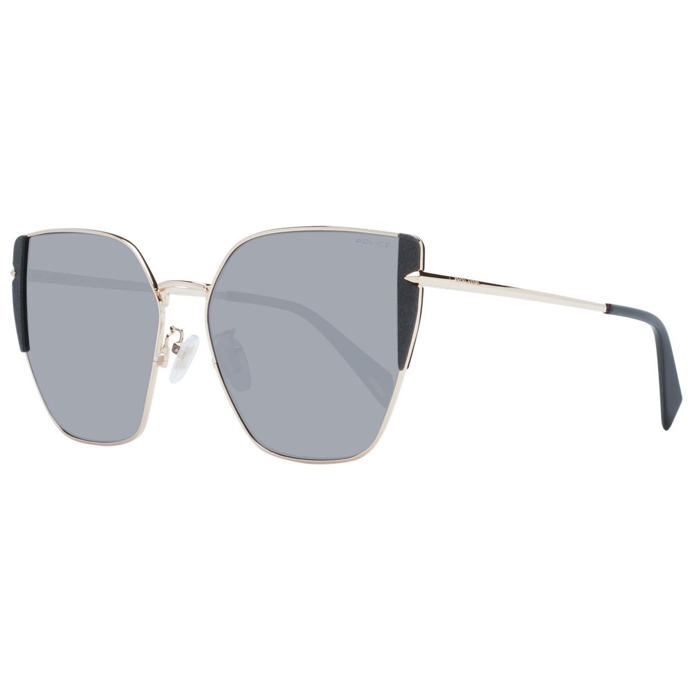 Police Rose Gold Women’s Sunglasses – Chic Butterfly Frame with Grey Mirrored Lenses, 57mm