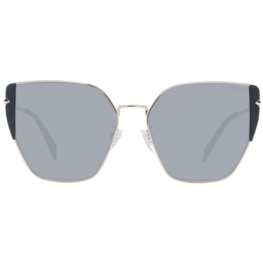 Police Rose Gold Women’s Sunglasses – Chic Butterfly Frame with Grey Mirrored Lenses, 57mm