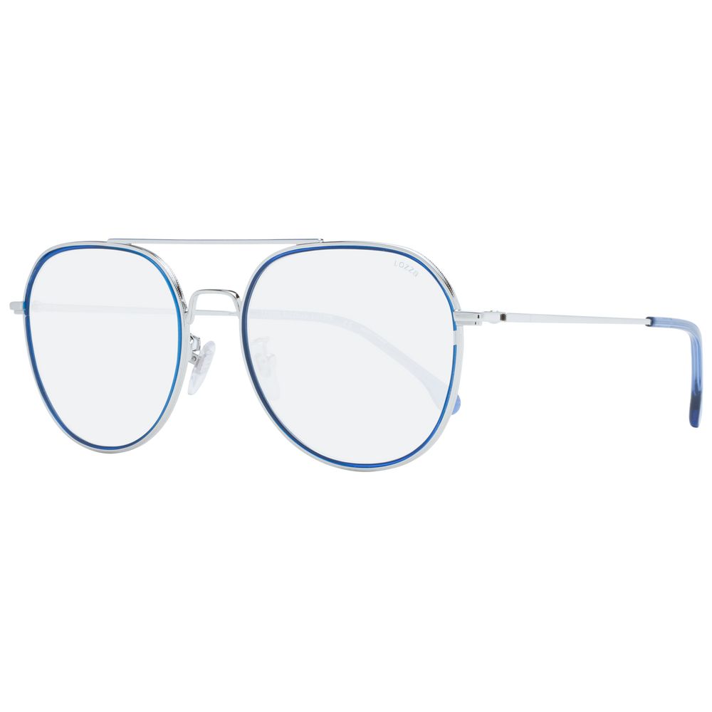 Lozza Gray Men’s Sunglasses – Grey Metal Aviator Frame with Blue Lenses, 55mm