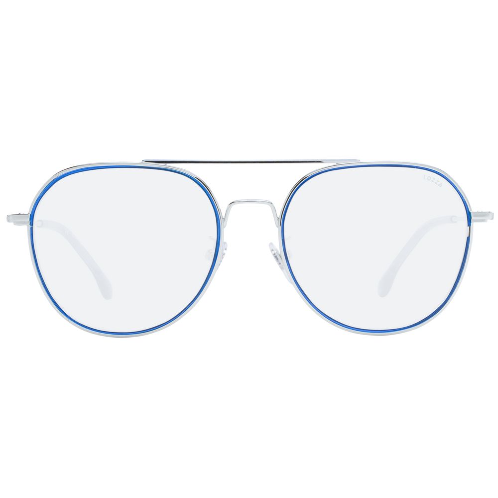 Lozza Gray Men’s Sunglasses – Grey Metal Aviator Frame with Blue Lenses, 55mm