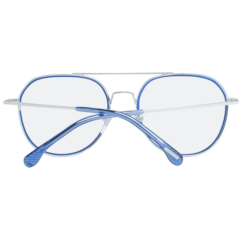 Lozza Gray Men’s Sunglasses – Grey Metal Aviator Frame with Blue Lenses, 55mm